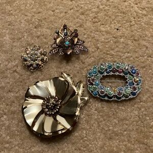 Vintage Gold / Silver and Multicolor Brooch combo